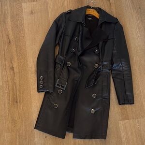 Bebe Faux Leather Trench Coat